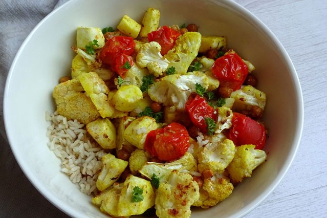 Geroosterde-bloemkool met tomaatjes